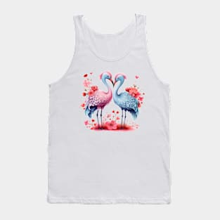 Valentine Kissing Ostrich Bird Couple Tank Top